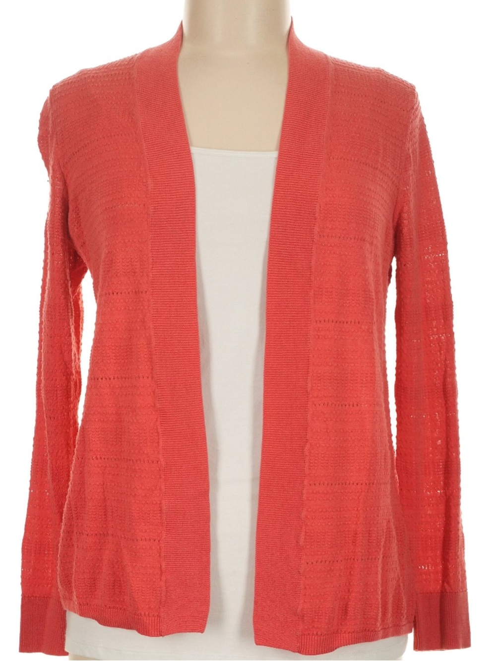 Talbots Coral Open-Front Lightweight Cardigan